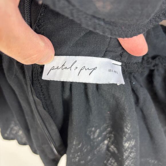 Petal + Pup Black Raye Crop Top Large flowy romantic ruffle feminine boho - Picture 9 of 9